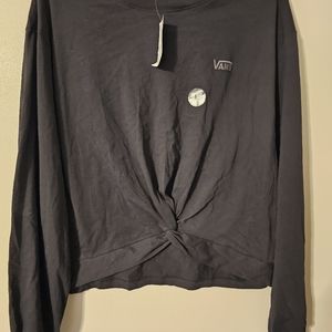 NWT Women's Vans long-sleeve black knotted shirt